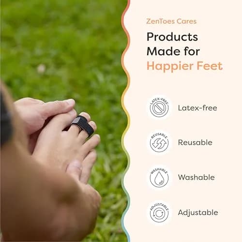 ZenToes Hammer Toe Corrector Wraps for Women & Men - 4 Count Black | Reusable Fabric Buddy Splint for Broken Toes thumbnail 7