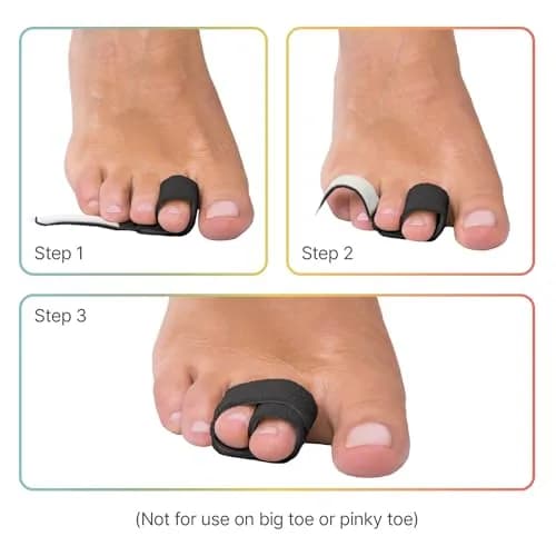 ZenToes Hammer Toe Corrector Wraps for Women & Men - 4 Count Black | Reusable Fabric Buddy Splint for Broken Toes thumbnail 8