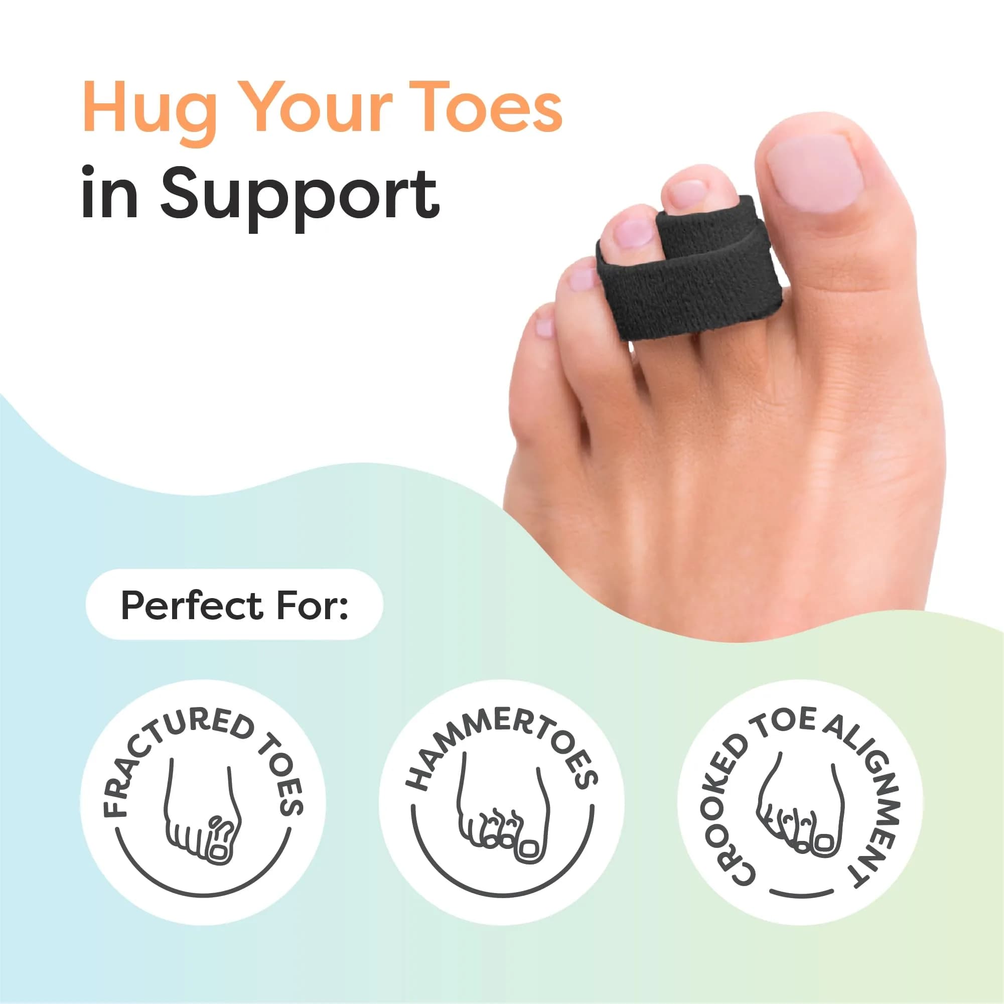 ZenToes Original Support Black Hammer Toe Straightener & Buddy Wraps, 4 Count - view 3
