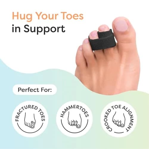 ZenToes Hammer Toe Corrector Wraps for Women & Men - 4 Count Black | Reusable Fabric Buddy Splint for Broken Toes thumbnail 3