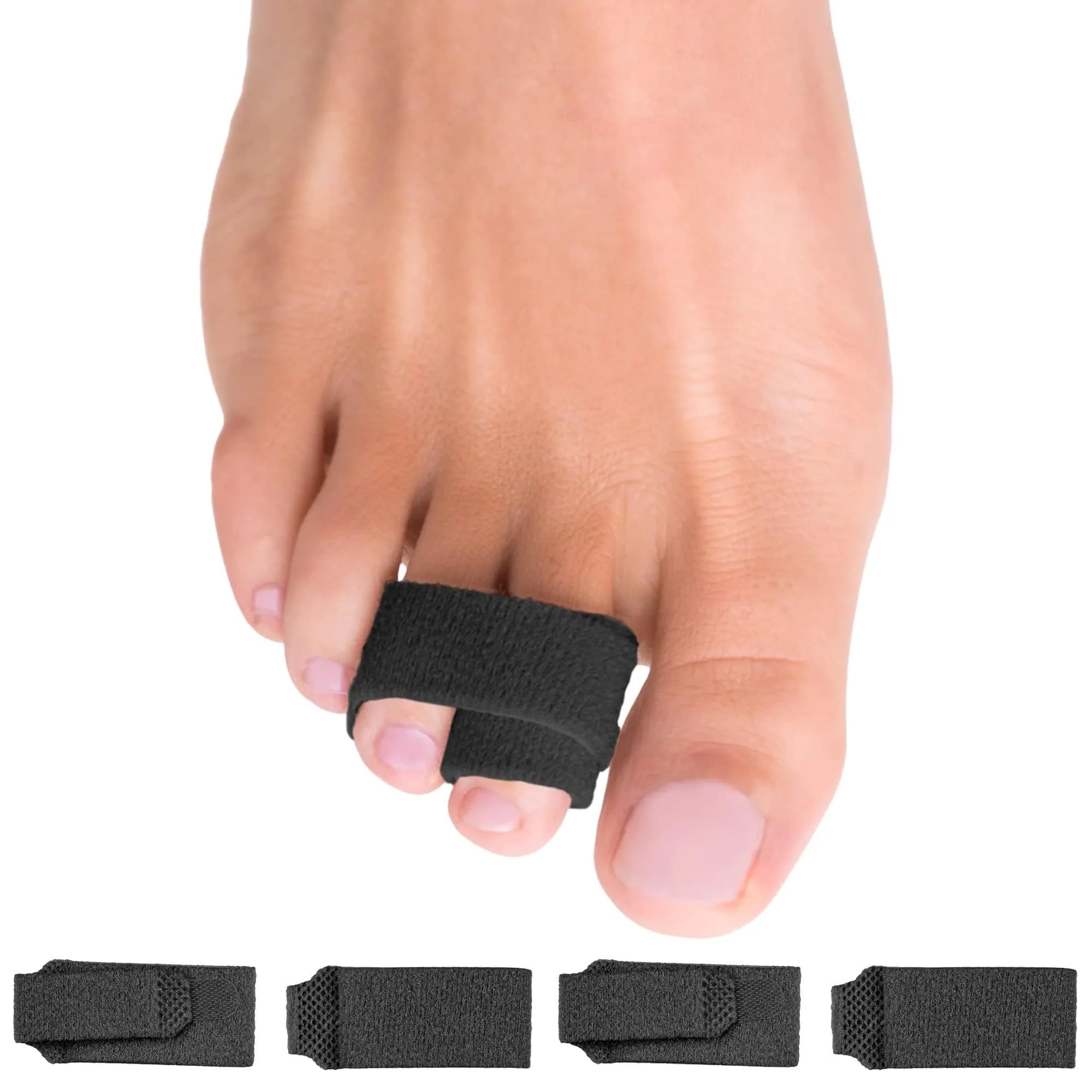 ZenToes Hammer Toe Straightener & Buddy Wraps, 8 Ct | Gentle Toe Support for Everyday Comfort — Original Support Black / OSFM