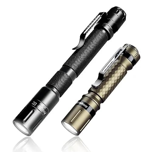 Ansyper CC LED Pen Light Flashlight 250 Lumens 3 Modes | Compact Tactical Torch with Clip — Black & Gold