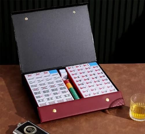 Mose Cafolo Chinese Mahjong Game Set 144 Tiles, 1.5" X-Large Melamine Tiles with Carrying Travel Case | Educational Board Game for Adults thumbnail 2