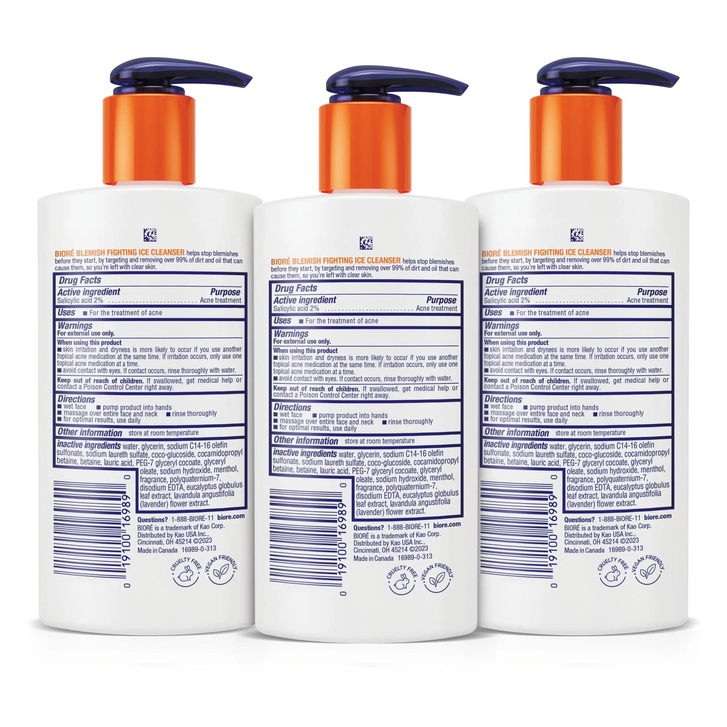 Bioré Blemish Fighting Ice Cleanser With Salicylic Acid, 200 ml (6.77 Fl Oz) - Pack of 3 | Fights Acne & Controls Oil - view 5