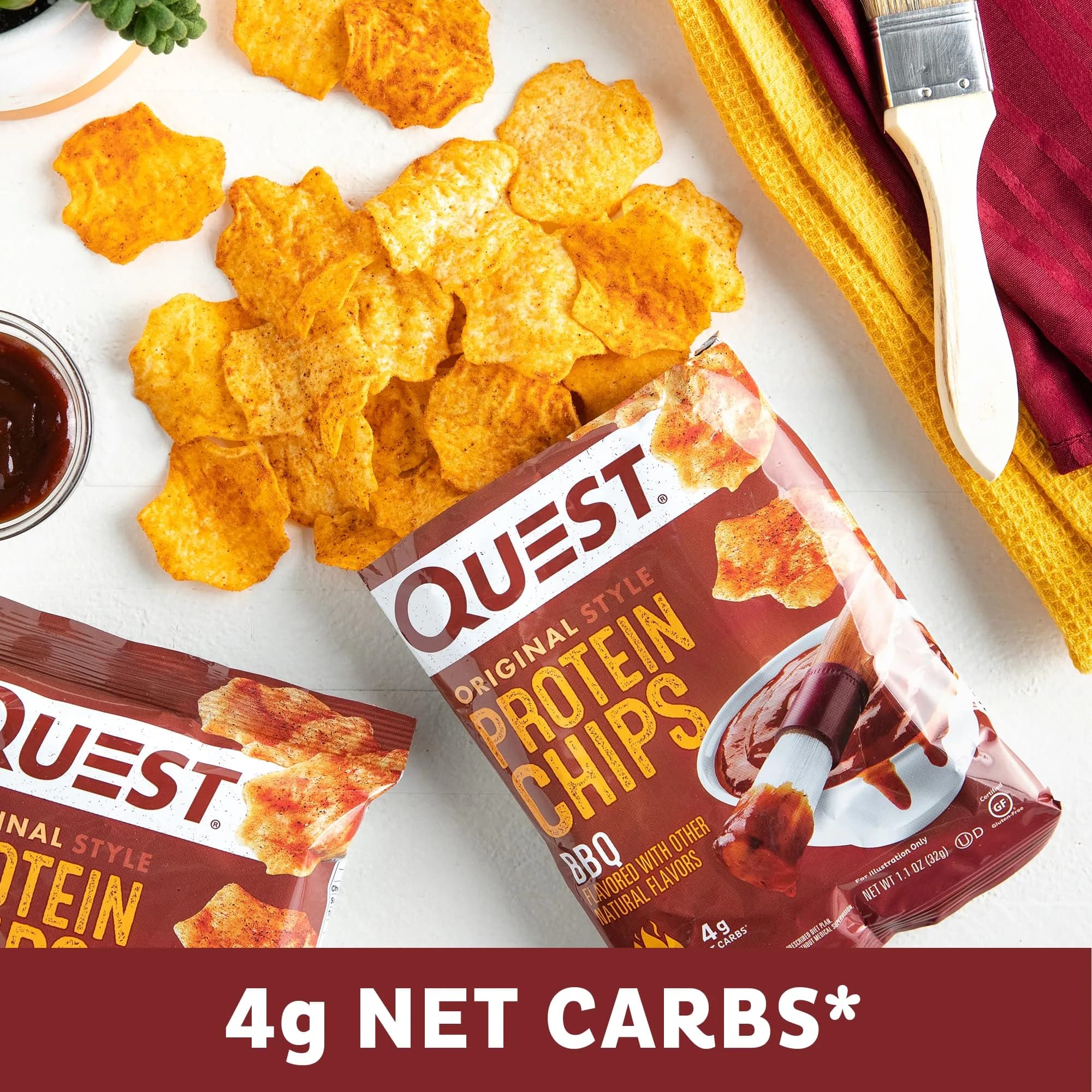 Quest BBQ Protein Chips 1.1 oz (32g) Pack of 4 | 19g Protein, 4g Net Carb, Gluten-Free thumbnail 3