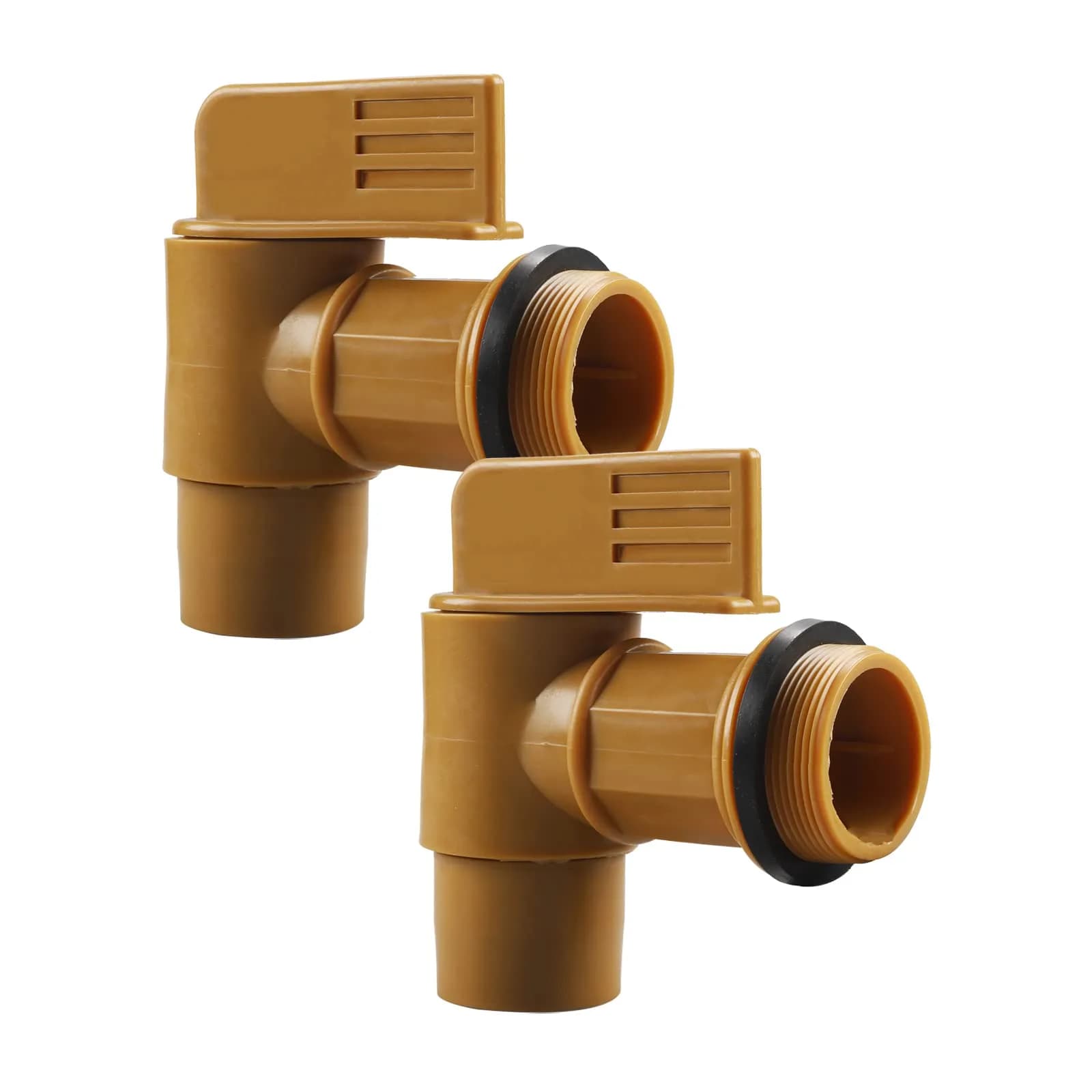 GWENBHMTOOL Polyethylene Drum Tap 2 Pack | 2" Male Barrel Faucet for 30 & 55 Gallon Drums — Brown