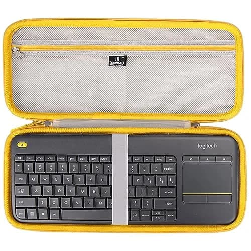 Tourmate Hard Storage Case for Logitech K400 Plus Keyboard | 37.1cm x 16cm x 5.1cm (14.6" x 6.3" x 2") — Gray + Yellow