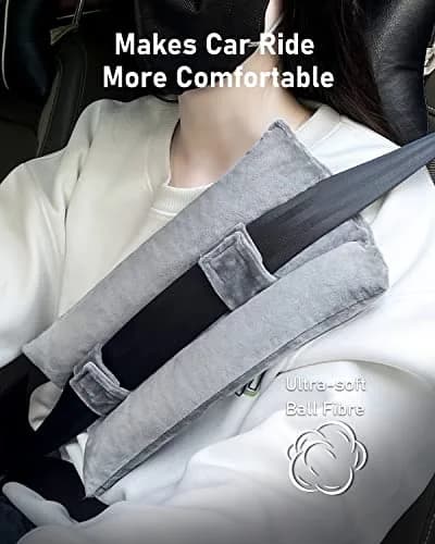 BELINOUS Post Mastectomy Seat Belt Pillow for Recovery | Soft Cotton, Gray thumbnail 2