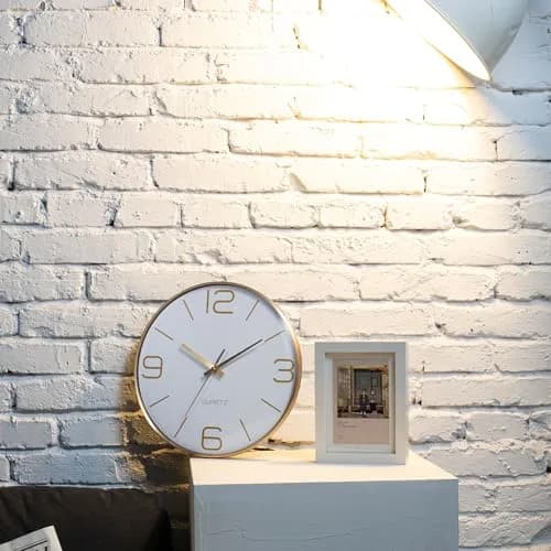 AYRELY 12 Inch Silent Wall Clock for Living Room & Bedroom | Modern Gold Metal Frame Decor thumbnail 6
