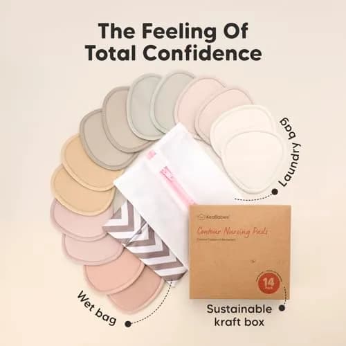 KeaBabies Reusable Nursing Pads, 14 Count (Neutrals, 3.9") | Organic Bamboo Viscose, Machine Washable, Discreet Fit thumbnail 8