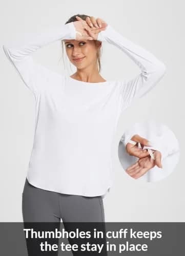 baleaf Womens Sun Shirts SPF Long Sleeve Lightweight Athletic Tops White XS | UPF 50+ Sun Protection & Quick Dry thumbnail 8