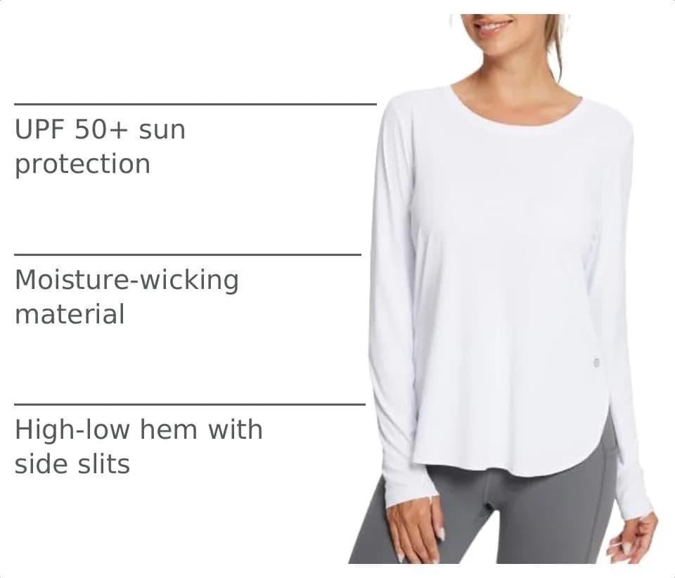 baleaf Womens Sun Shirts SPF Long Sleeve Lightweight Athletic Tops White XS | UPF 50+ Sun Protection & Quick Dry thumbnail 4