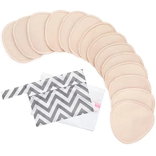 KeaBabies Organic Nursing Pads (Medium 3.9") | Washable & Absorbent Breast Pads for Breastfeeding — Bare Beige