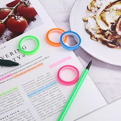 AIEX Highlighter Tapes 5 Rolls 0.23inch x 16.4ft | Fluorescent Neon Removable Tape for Students & Teachers thumbnail 5