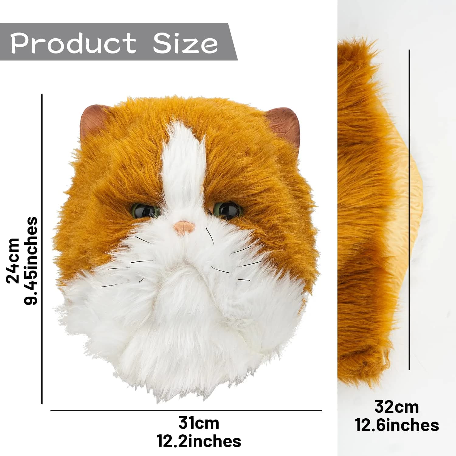 PartyHop Realistic Cat Head Mask for Adults | Latex Animal Costume Mask - view 5