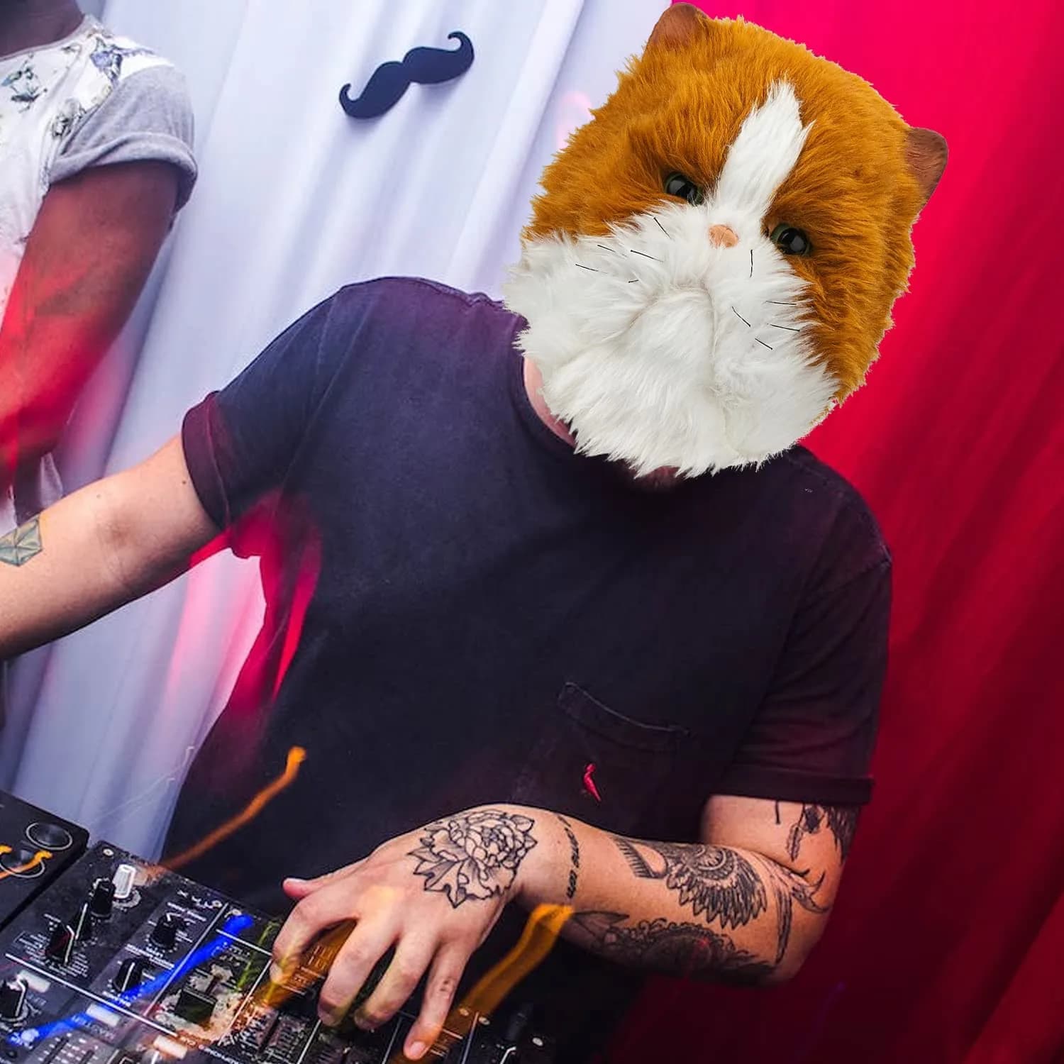 PartyHop Realistic Cat Head Mask for Adults | Latex Animal Costume Mask - view 4