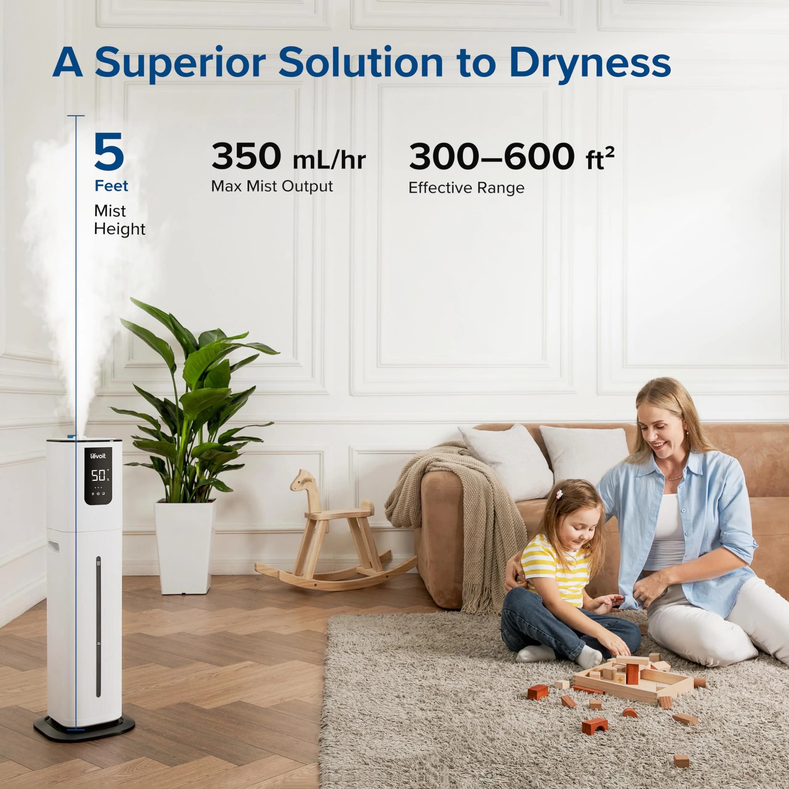 Levoit OasisMist 1000S Smart Humidifier 10L (3.4 Gallon) | Ultrasonic Cool Mist for Large Rooms Up to 600 sq ft - view 5