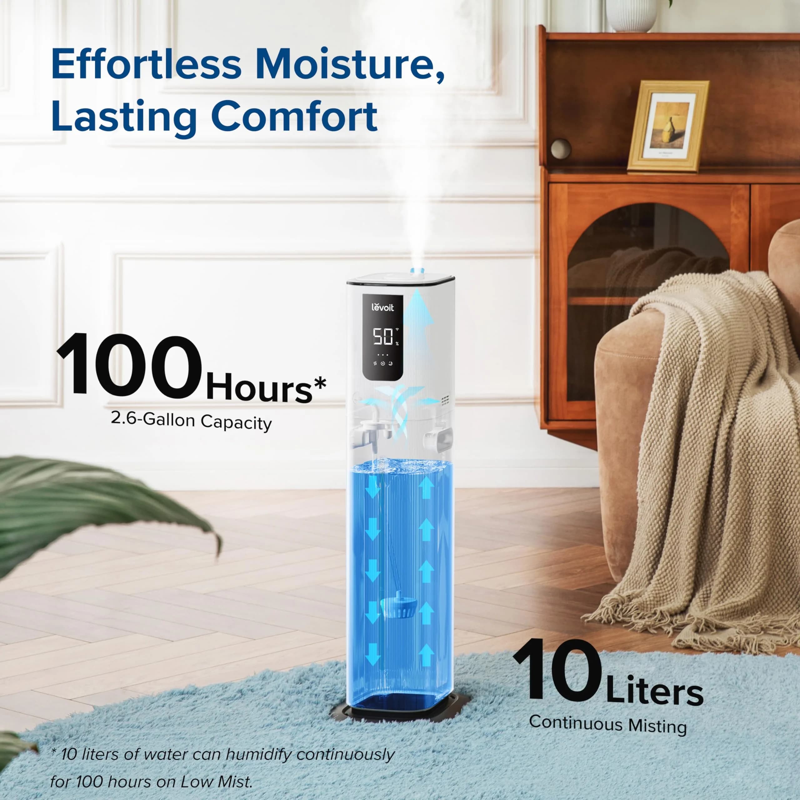Levoit OasisMist 1000S Smart Humidifier 10L (3.4 Gallon) | Ultrasonic Cool Mist for Large Rooms Up to 600 sq ft - view 2