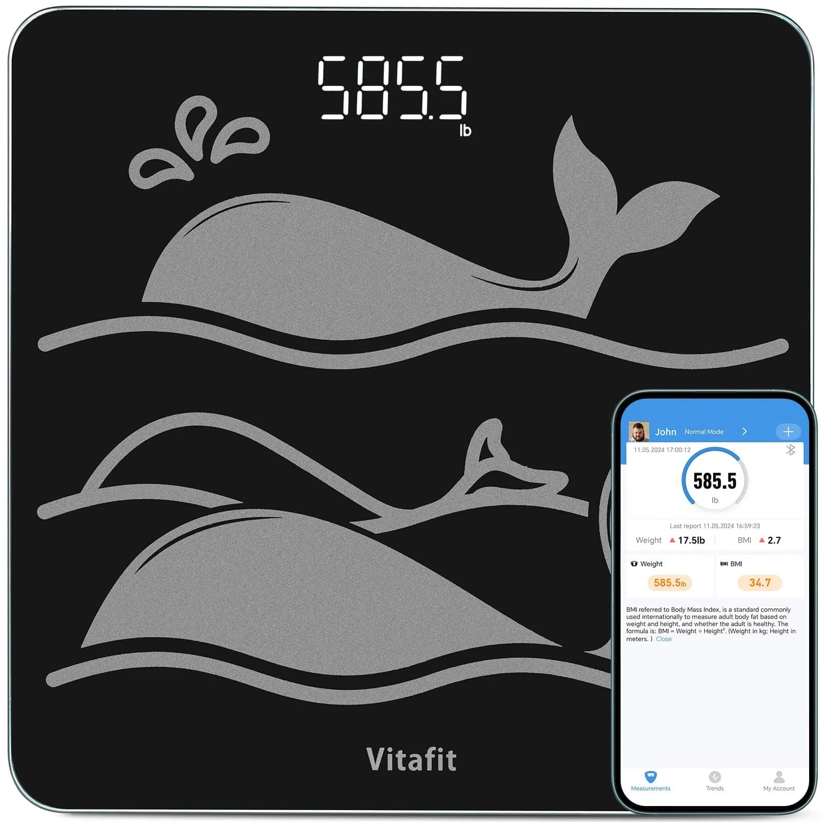 Vitafit Smart Digital Body Weight Scale 300kg (660lb) | FDA Approved, App Sync - main product image