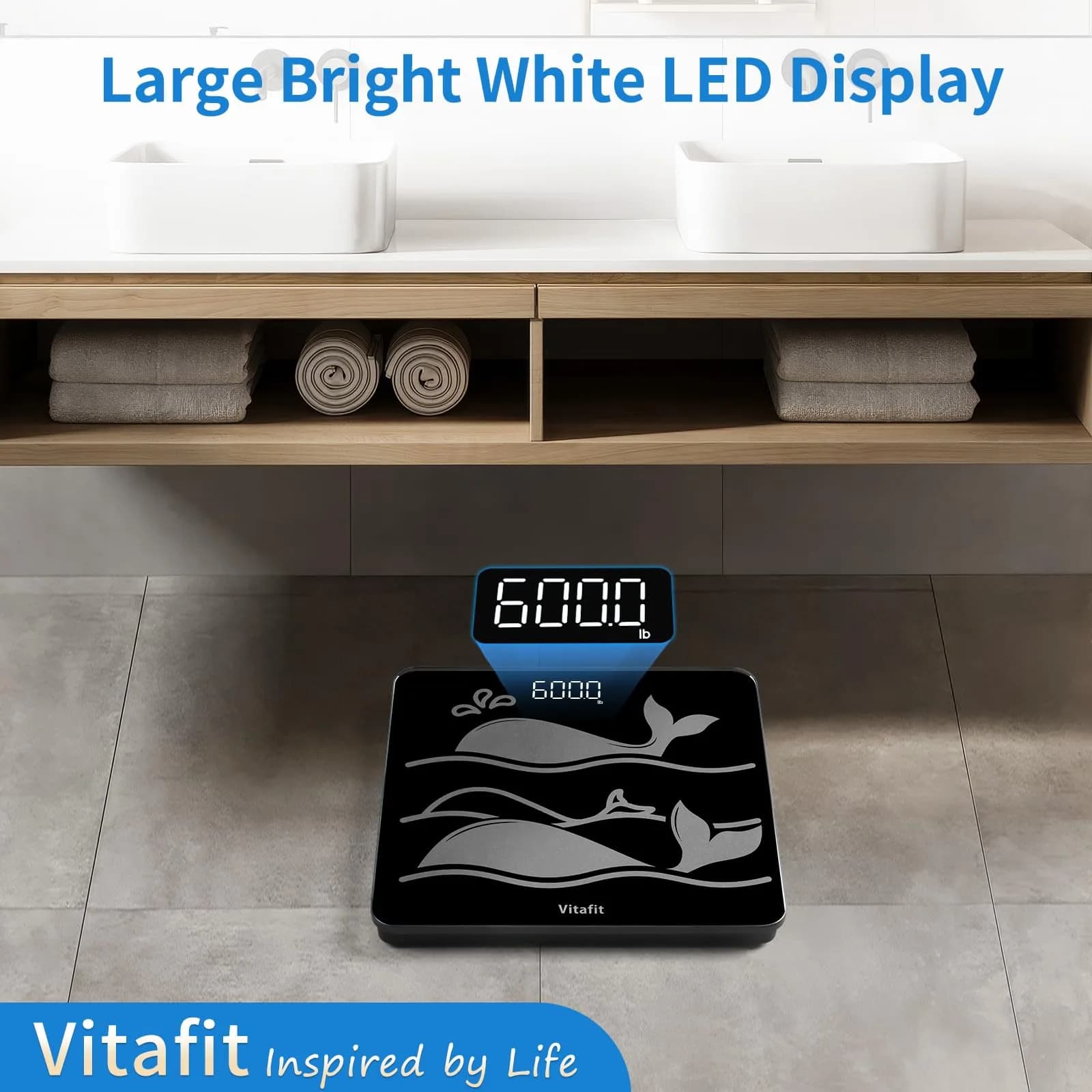 Vitafit Smart Digital Body Weight Scale 300kg (660lb) | FDA Approved, App Sync - view 6
