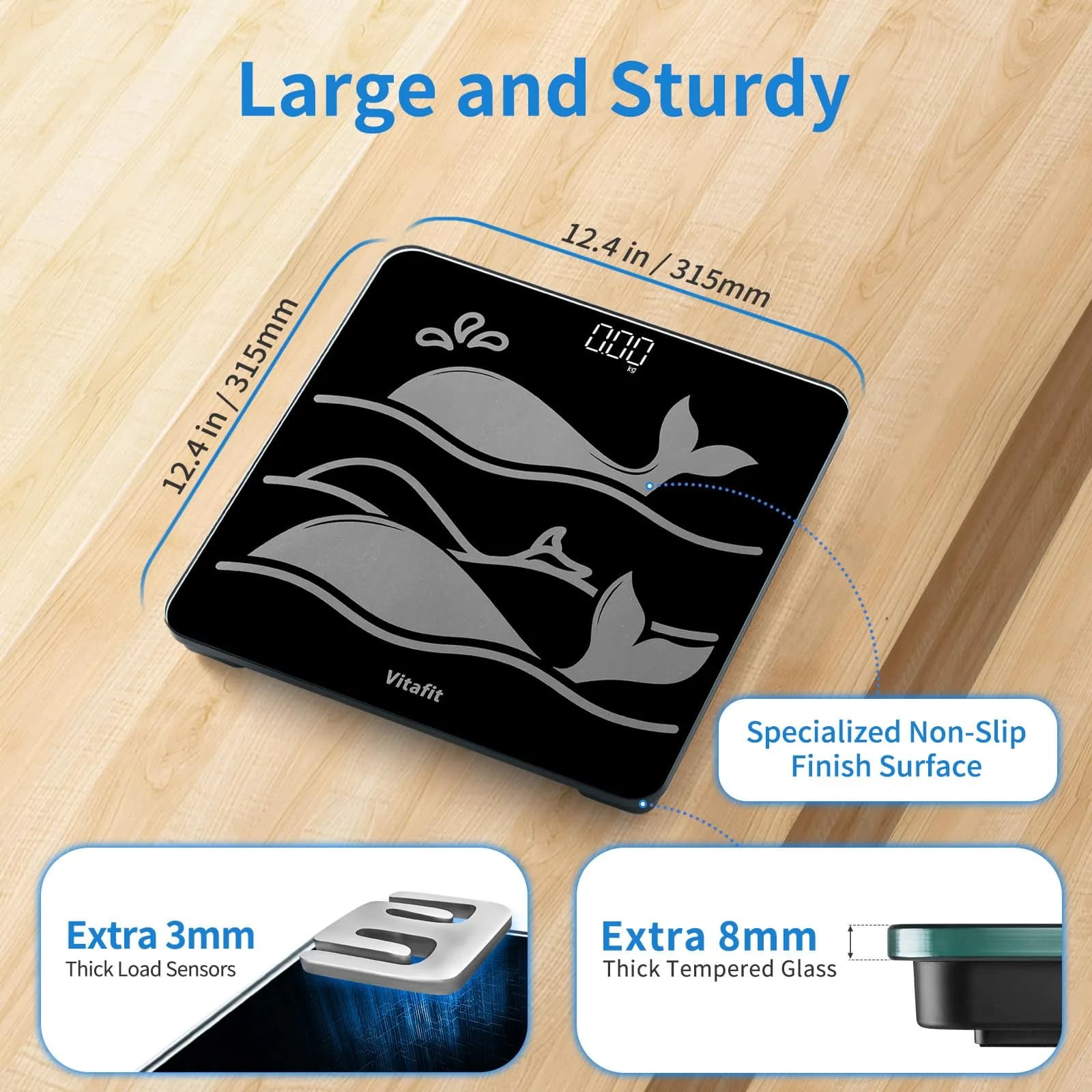 Vitafit Smart Digital Body Weight Scale 300kg (660lb) | FDA Approved, App Sync - view 3