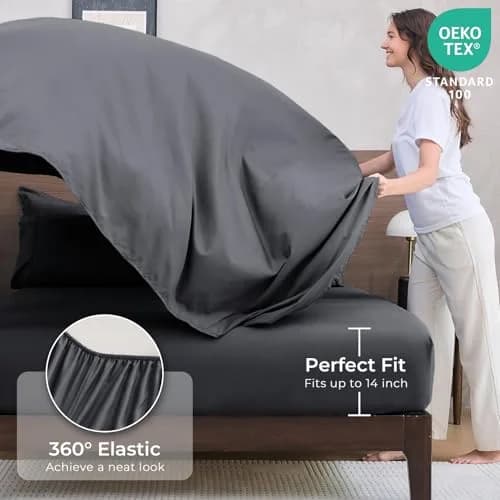 HEVUMYI 7-Piece Queen Comforter Set Dark Grey 224cm x 224cm | Cloud-Like Microfiber Bedding for All Seasons thumbnail 5