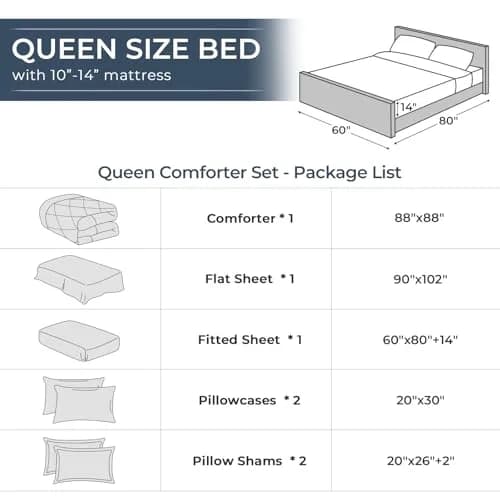HEVUMYI 7-Piece Queen Comforter Set Dark Grey 224cm x 224cm | Cloud-Like Microfiber Bedding for All Seasons thumbnail 8