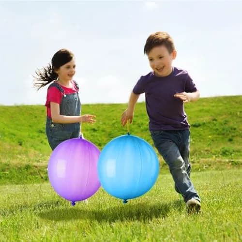 LEEZZIZZ 30Pcs Neon Punch Balloons with Rubber Band Handles, 18 inch (45.7 cm) | Fun Party Favors for Kids thumbnail 6