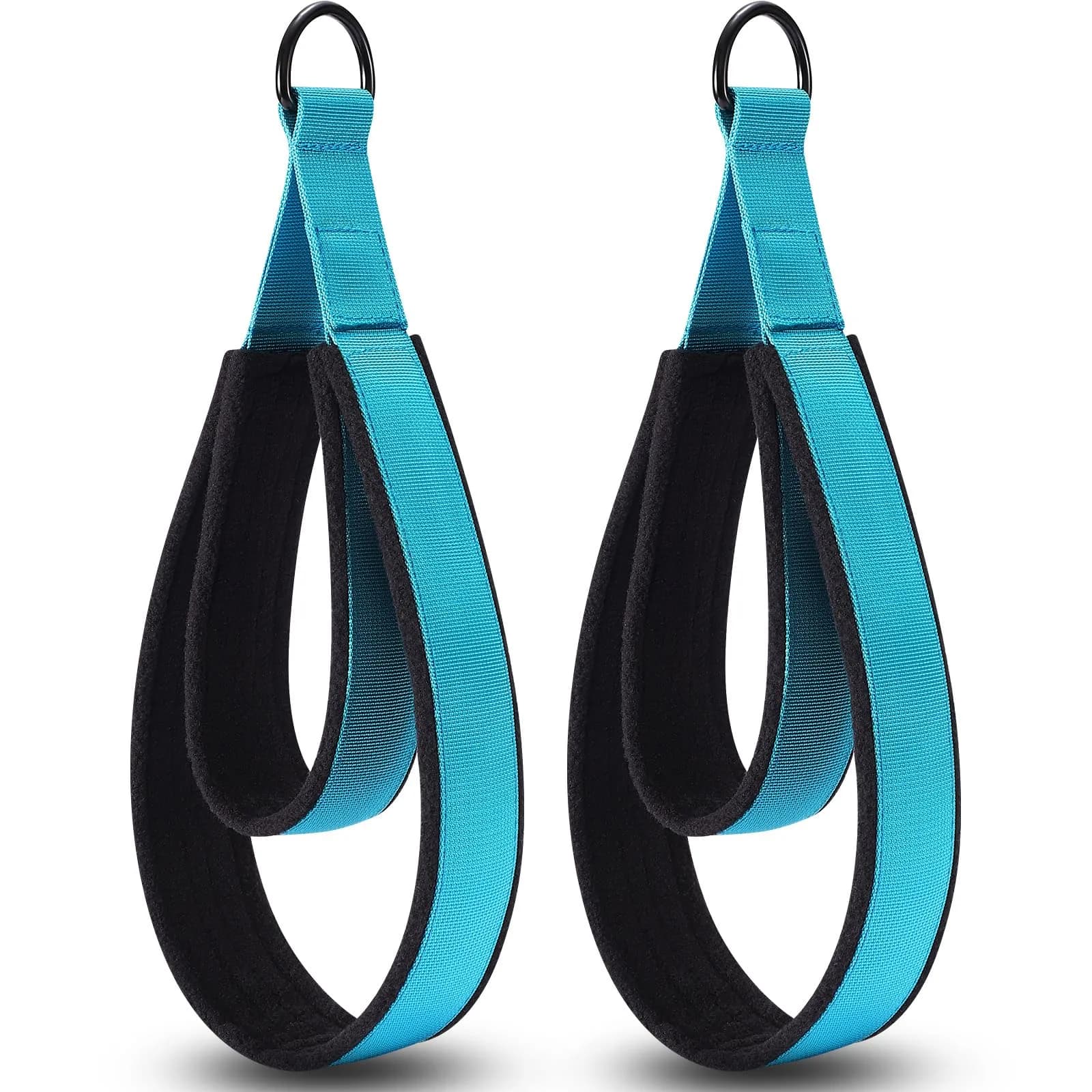 TOBWOLF Double Loop Pilates Straps for Reformer 15 inches (38.1 cm) | Sweat-Resistant Comfort for Home Gym Workouts — Blue