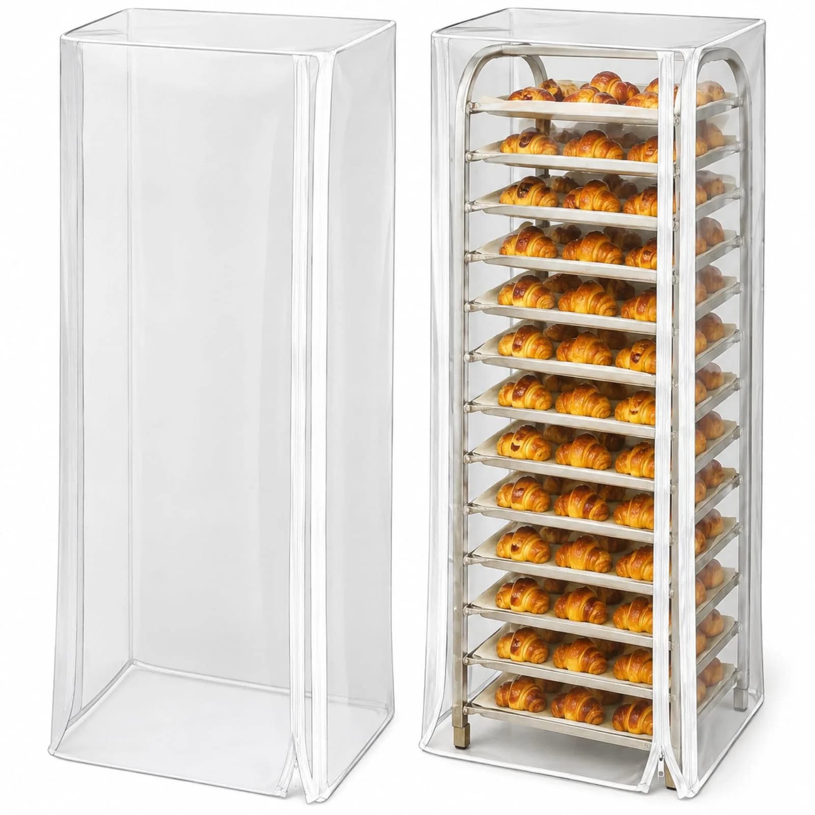 Riakrum Clear 2 Pcs 20-Tier Pan Rack Covers 71.1 cm (28" L x 23" W x 61" H) | Protects Food from Dust — Clear