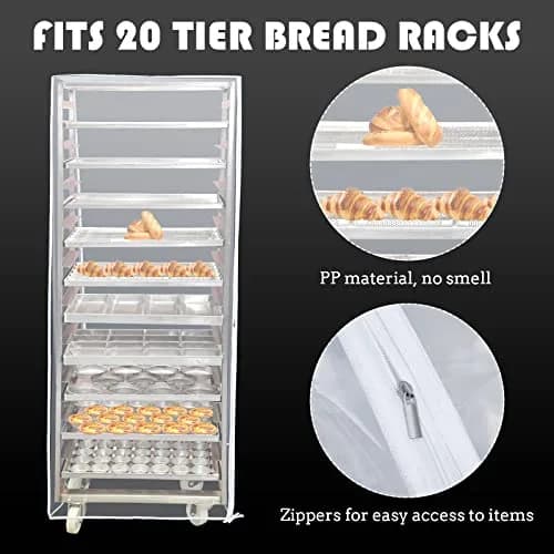 Riakrum Clear 2 Pcs 20-Tier Pan Rack Covers 71.1 cm (28" L x 23" W x 61" H) | Protects Food from Dust thumbnail 3