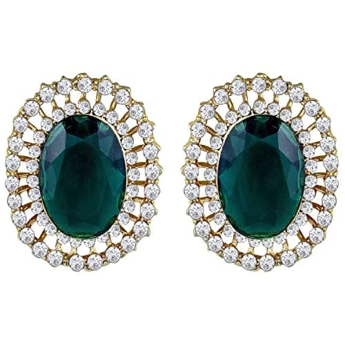 I Jewels Gold Plated Green Stone Studded Pearl Choker Necklace Jewellery Set for Women | 25.4cm (10 inch) Length thumbnail 5