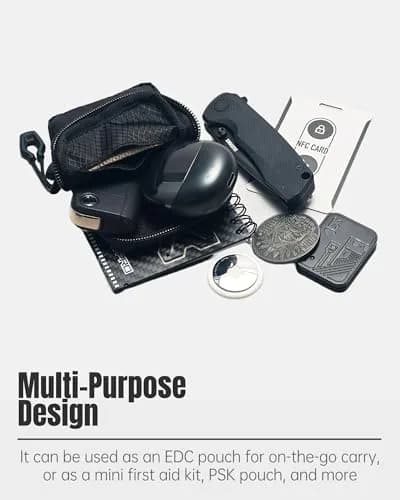 Y-SHP MATRIX EDC Wallet RFID Blocking Zipper Pouch 10.9 cm x 7.1 cm x 2 cm | Grid UHMWPE Fabric for Men thumbnail 4