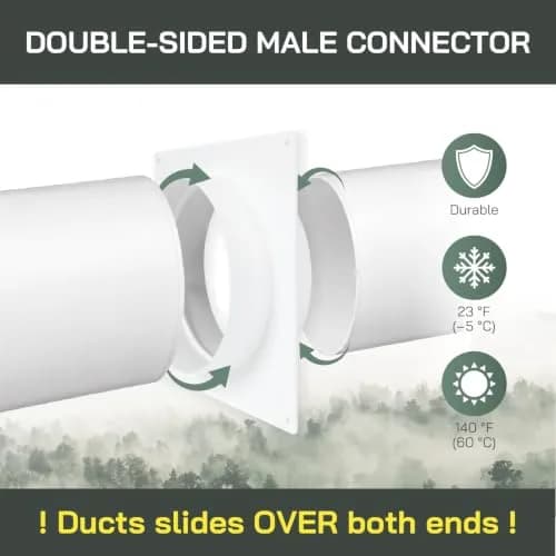 Vent Systems Round 6" Inch White Air Vent Duct Connector Flange | Plastic HVAC Pipe Fitting for Dryer & Ventilation thumbnail 3