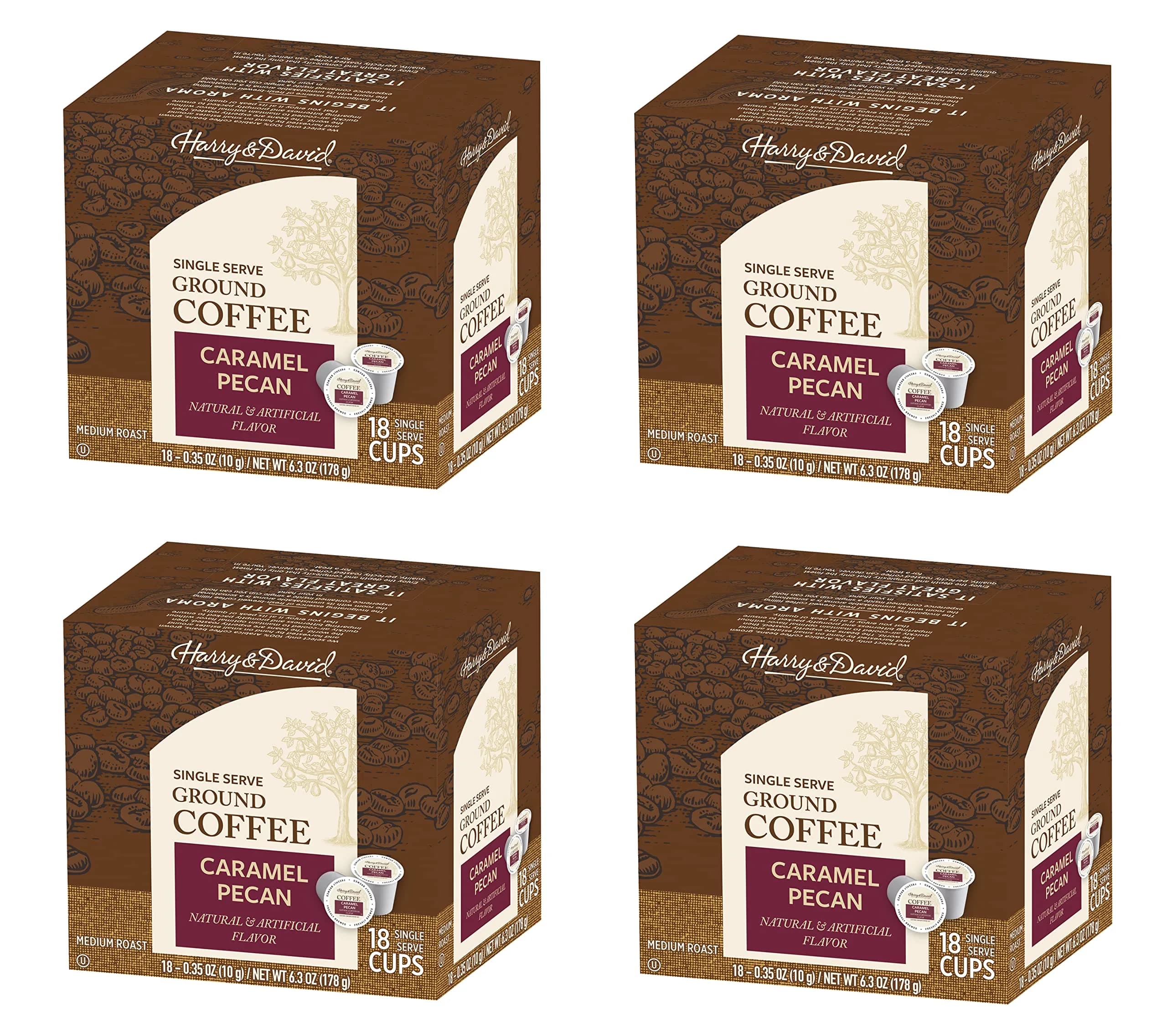 Harry & David Caramel Pecan Coffee 1 Count (Pack of 72) | Single Serve Pods with Kosher Certification — Pods