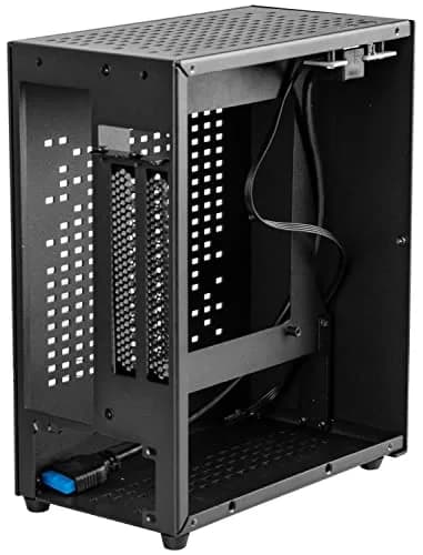 JOYJOM Aluminum Mini ITX Case with PCIe 3.0 Riser, Small Form Factor PC Case, Supports GPU & FLEX Power Supply, Black | Compact Gaming Chassis thumbnail 6