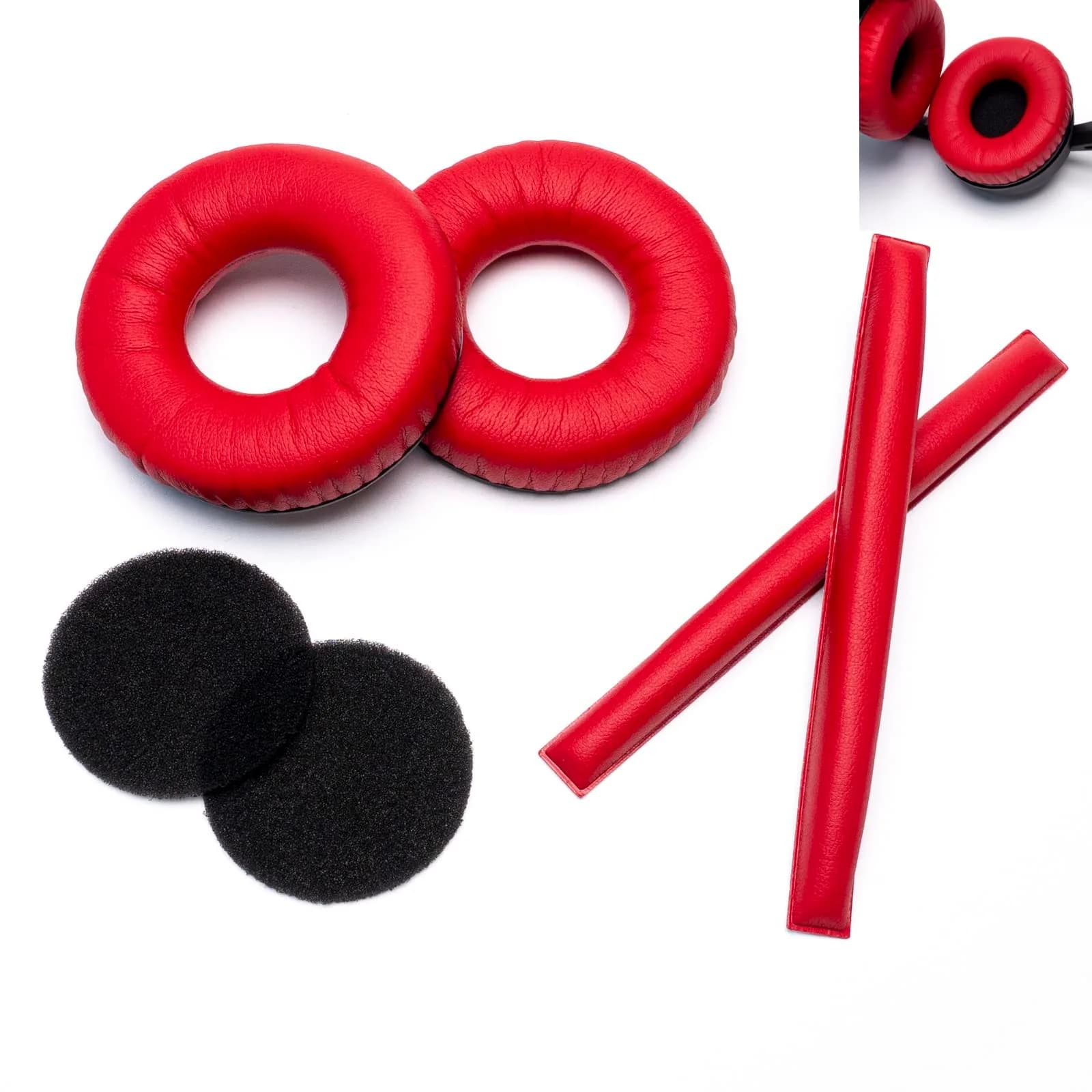 Voarmaks Ear Pads Headband Kit for Sennheiser HD25, HD250BT, HMD25, Red | Compatible with HD25 Series | Colorful & Comfortable