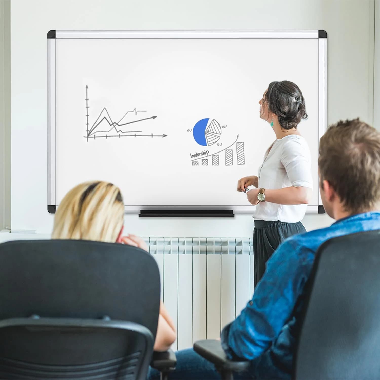 VIZ-PRO Magnetic Dry Erase Board with Black Frame, 24x36 Inches | Smooth Ink Flow Writing Board - view 7