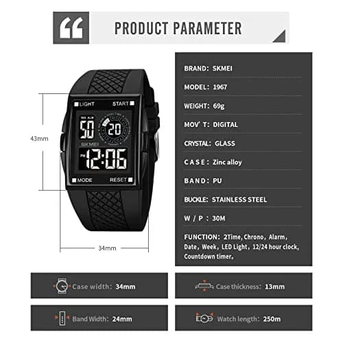 Gosasa Men's Digital Airplane Watch 47mm Case | Aviation-Inspired Design with LED Light thumbnail 8