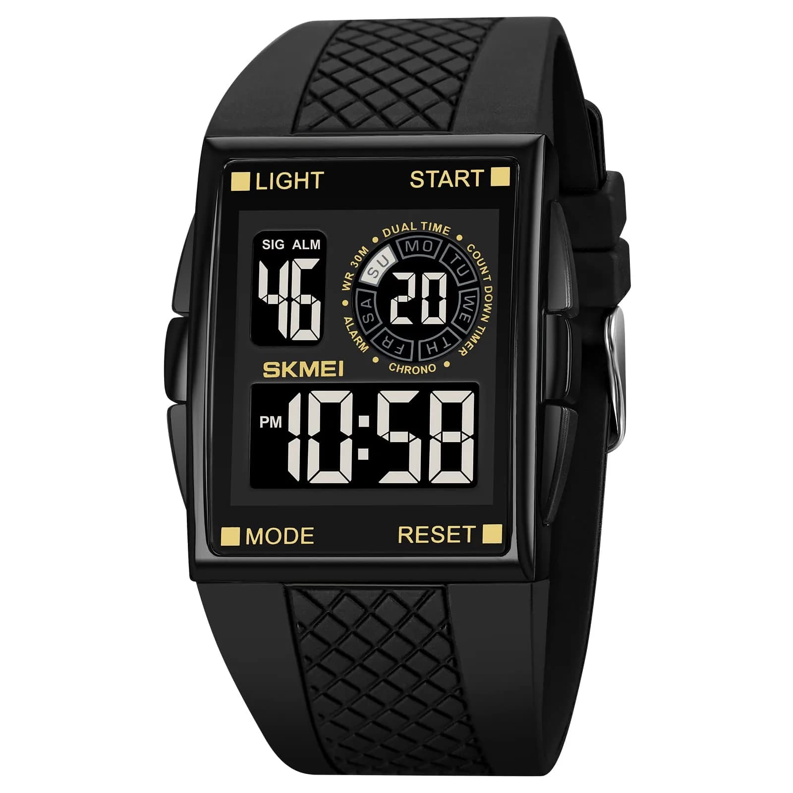 Gosasa Men's Digital Airplane Watch C- Black Gold - 47mm Aviation-Inspired Design with LED Light - main product image