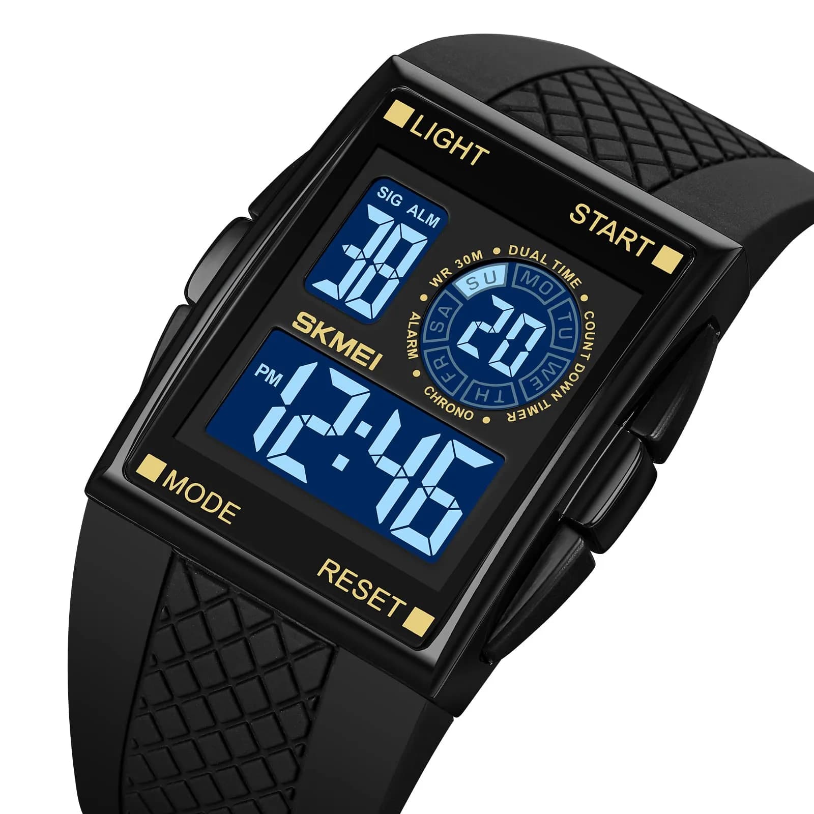 Gosasa Men's Digital Airplane Watch C- Black Gold - 47mm Aviation-Inspired Design with LED Light - view 2