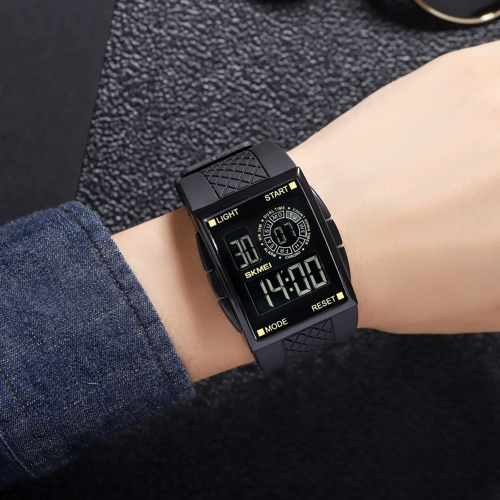 Gosasa Men's Digital Airplane Watch C- Black Gold - 47mm Aviation-Inspired Design with LED Light - view 3