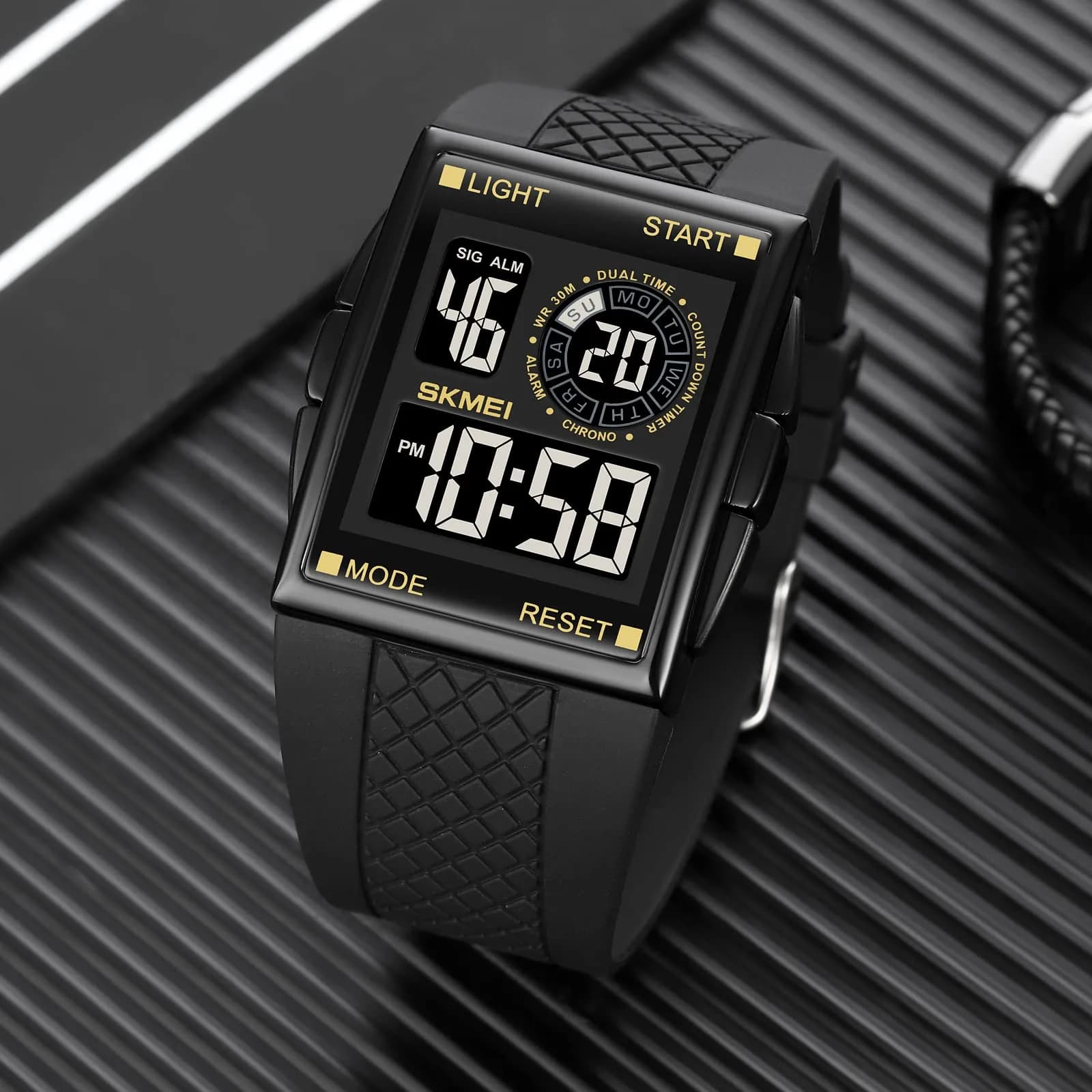 Gosasa Men's Digital Airplane Watch C- Black Gold - 47mm Aviation-Inspired Design with LED Light - view 4
