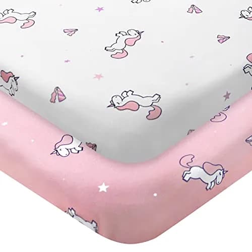 SPRINGSPIRIT Pack and Play Sheets 2-Pack | Pink Animal Print, 39x27x5 inches (99x69x13 cm) thumbnail 1