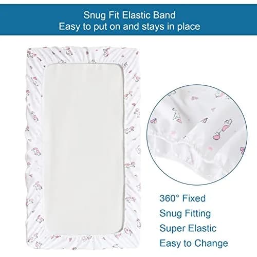 SPRINGSPIRIT Pack and Play Sheets 2-Pack | Pink Animal Print, 39x27x5 inches (99x69x13 cm) thumbnail 4