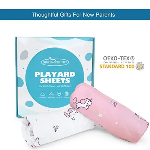SPRINGSPIRIT Pack and Play Sheets 2-Pack | Pink Animal Print, 39x27x5 inches (99x69x13 cm) thumbnail 5