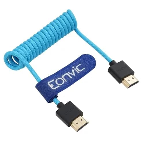 Eonvic 2.1 HDMI Coiled Cable 8K HDMI to HDMI Cable High Speed Thin HDMI Male to Male Extender Braided Coiled Cable 25cm | Supports 8K/60Hz & 4K/120Hz thumbnail 6
