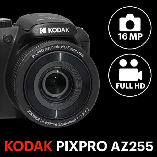 KODAK PIXPRO AZ255 Digital Camera 16MP 25x Optical Zoom 24mm Wide Angle 1080p HD Video Black | Compact Bridge Camera thumbnail 2