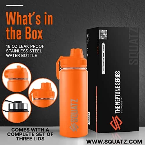 SQUATZ 18 Oz Neptune Series Steel Water Bottle | Double Wall Vacuum Insulated Flask with Handle Strap for Gym & Travel thumbnail 2