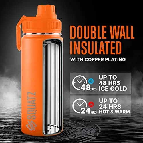 SQUATZ 18 Oz Neptune Series Steel Water Bottle | Double Wall Vacuum Insulated Flask with Handle Strap for Gym & Travel thumbnail 3